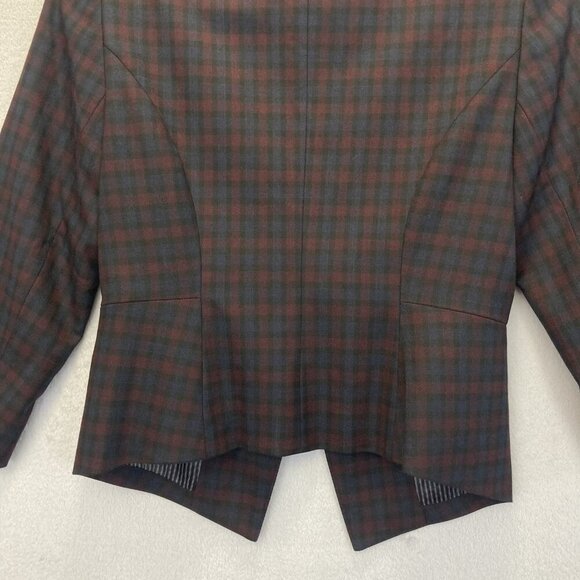 Express Open Front Blazer Womens 4 Plaid Stretch Preppy Jacket Dark Academia - Picture 10 of 10